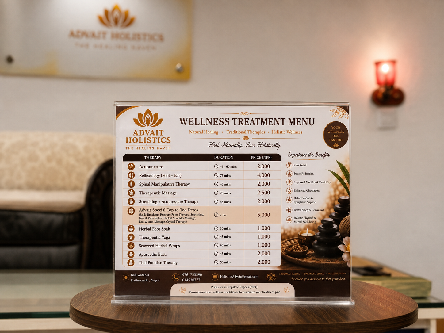 Wellness Treatment Menu and Prices